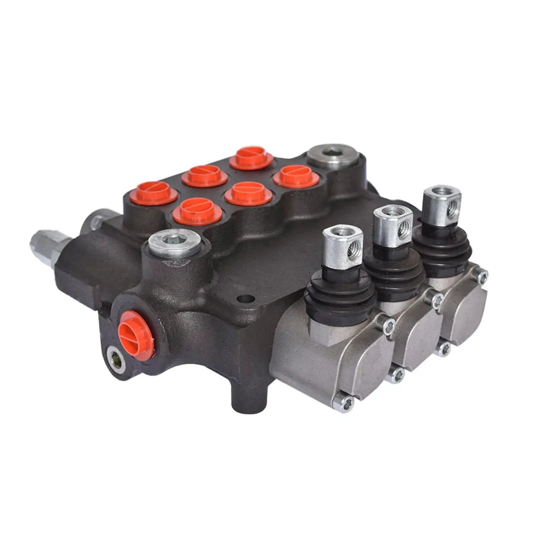 Three Spool Hydraulic Directional Control Valve For Loaders And Tractors With 21 GPM Flow And 3625 PSI Rating SAE Ports Double Acting
