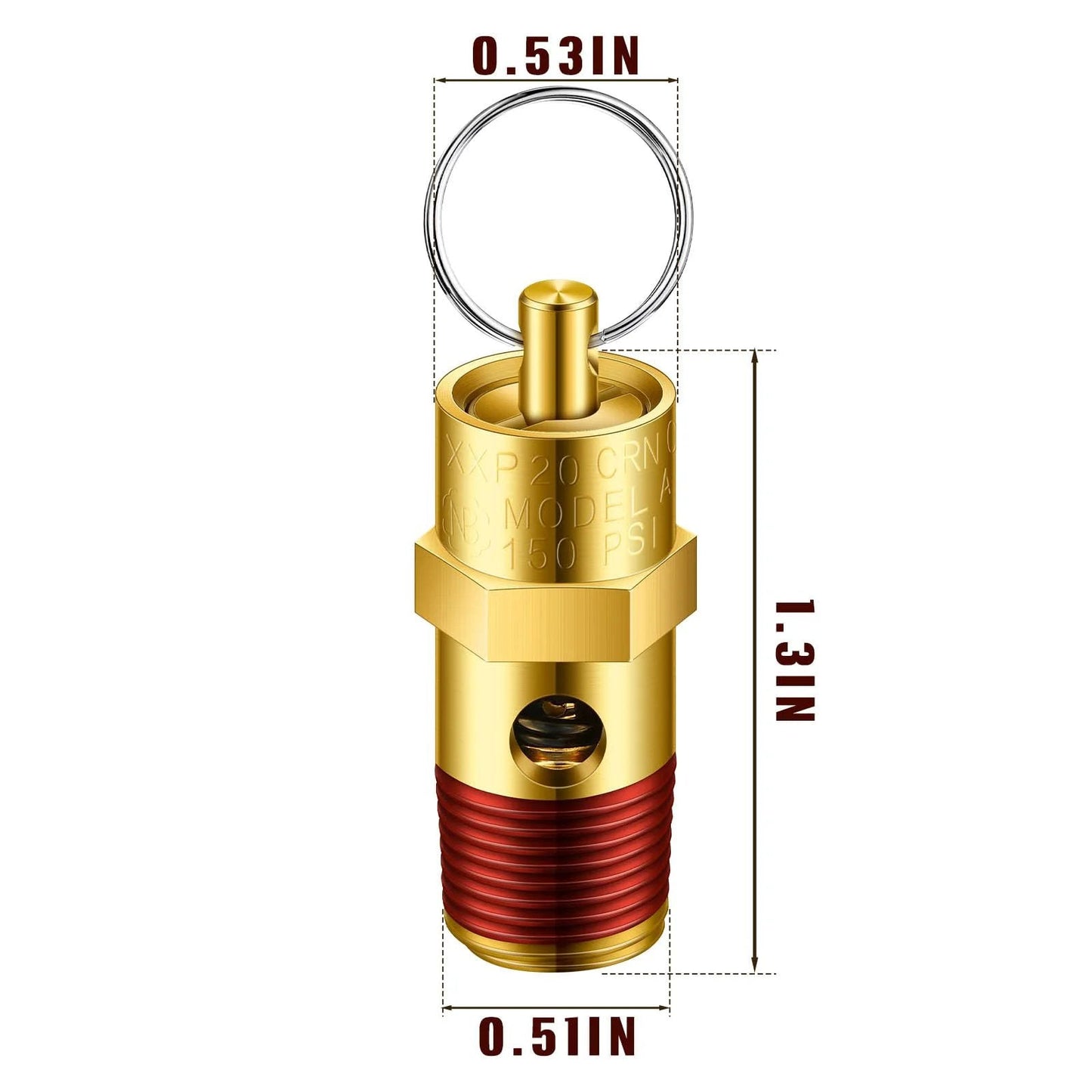 Four Pack One Quarter Inch NPT Pressure Relief Valves For Air Compressors Brass Safety Check Valves With Seals, 150 PSI, Male Threads, Durable Brass Construction