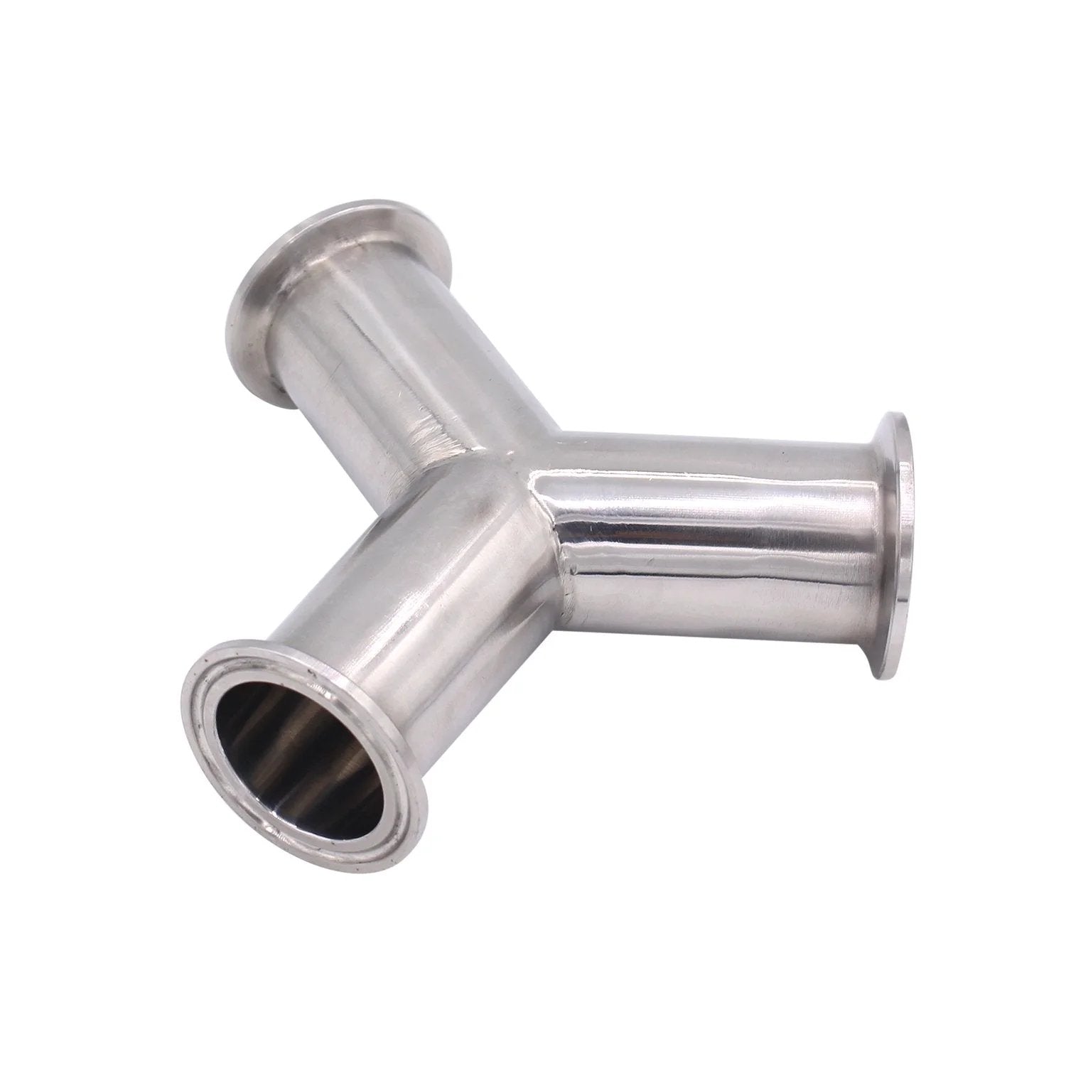 Tri Clamp Wye Clamp End True Y Type Tee For 1.5 Inch Pipe OD In Stainless Steel 304 Heavy Duty Three Way Tubing Connector With Clamp End Fittings