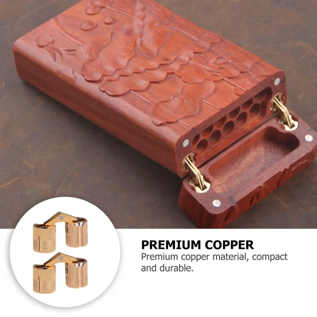 Heavy Duty Grade Copper Hidden Bracket Hinges For Jewelry Boxes And Furniture, Concealed Recessed Cabinet Door Hardware With High Load Capacity, No Fuss Install, 2 Pack By Shineofi