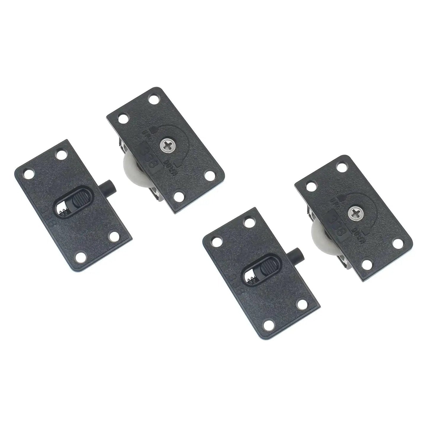 Two Set Sliding Cabinet Door Hardware ABS Plastic Wardrobe Pulley for cabinet barn door wardrobe closet, black, easy to install.