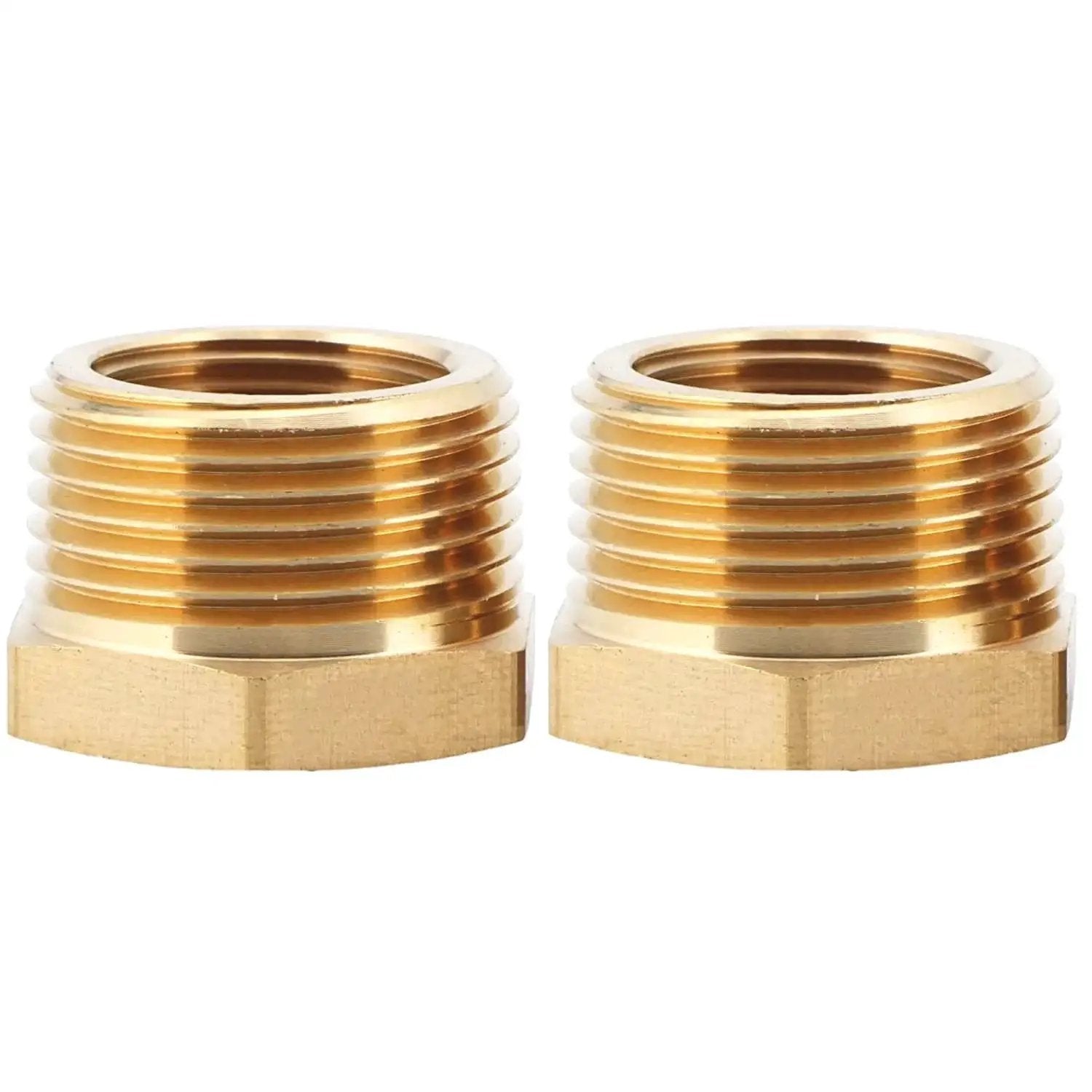 Brass 1 Inch Male To 3/4 Inch Female NPT Reducer Fitting Hex Bushing For Plumbing 2 Pack by CX Wonderland