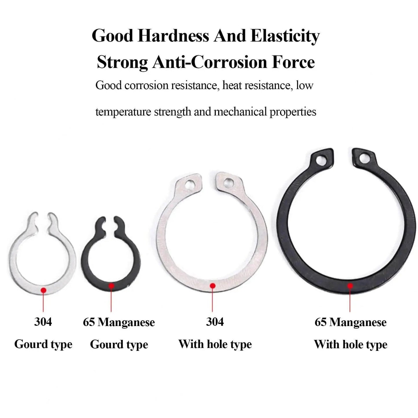 50 Pcs External Circlips C Clip Retaining Rings 304 Stainless Steel For Axles Shafts And Other Moving Parts Size Options 21mm To 25mm Durable Pro Grade Heavy Duty Snap Rings Kit showing Gourd and Hole types
