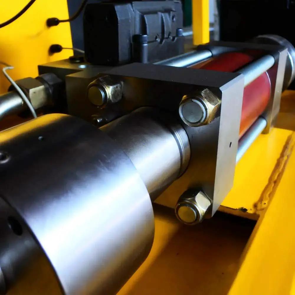 Close-up view of Red Stainless Steel Modern Waterjet Intensifier Pump 380Mpa High Pressure 60k Beefy Output Complete Intensifier Assemblies 0105583.