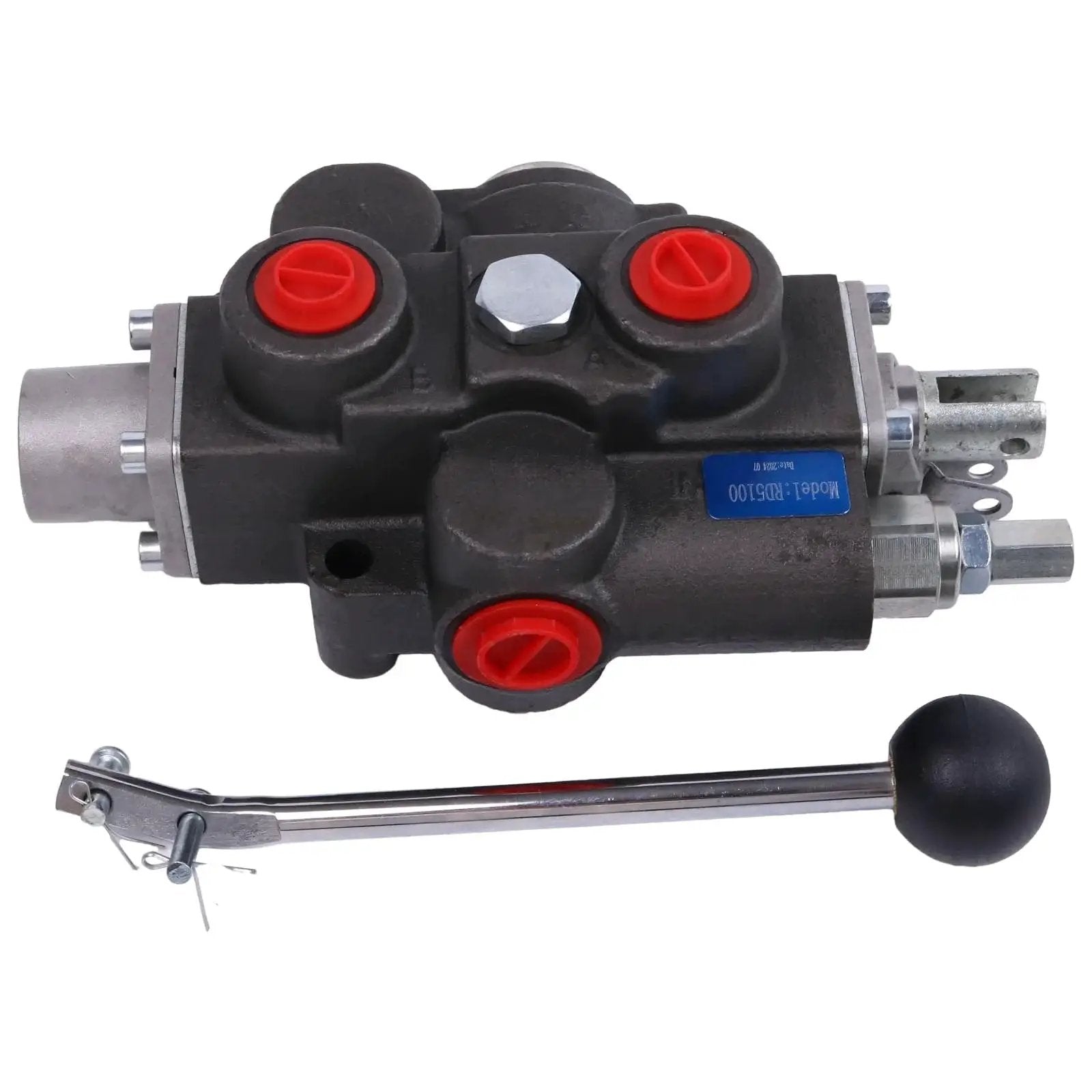 4 Way 3 Position Hydraulic Control Valve RD512CA5A4B1 compatible with 5100 Series 3000 PSI 30 GPM, shown with handle mechanism.