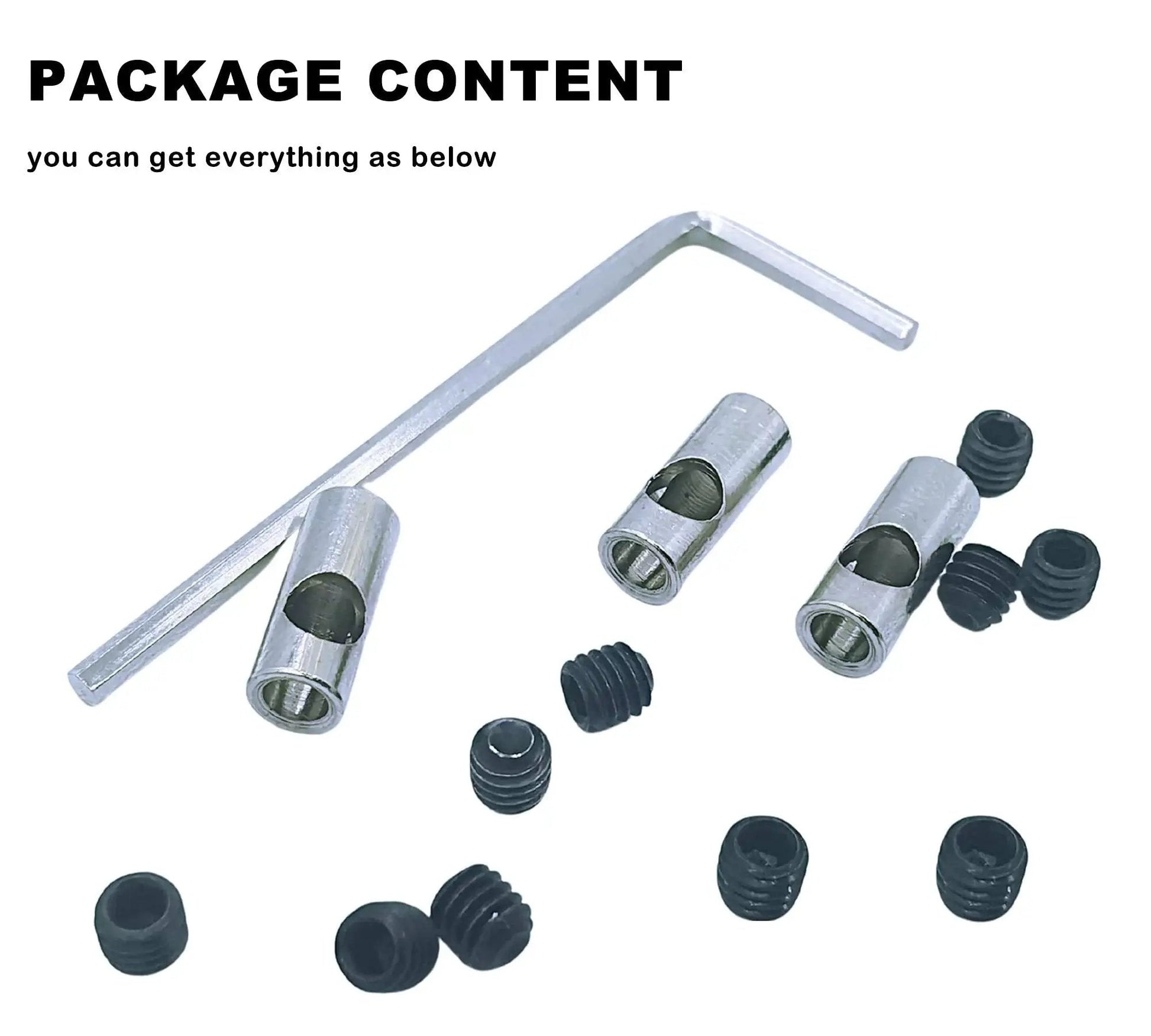 Stainless Steel Pinion Coupler Sleeve Adapter Converts 3.175mm To 5mm Pinions For RC Motors with Allen Key and Screws
