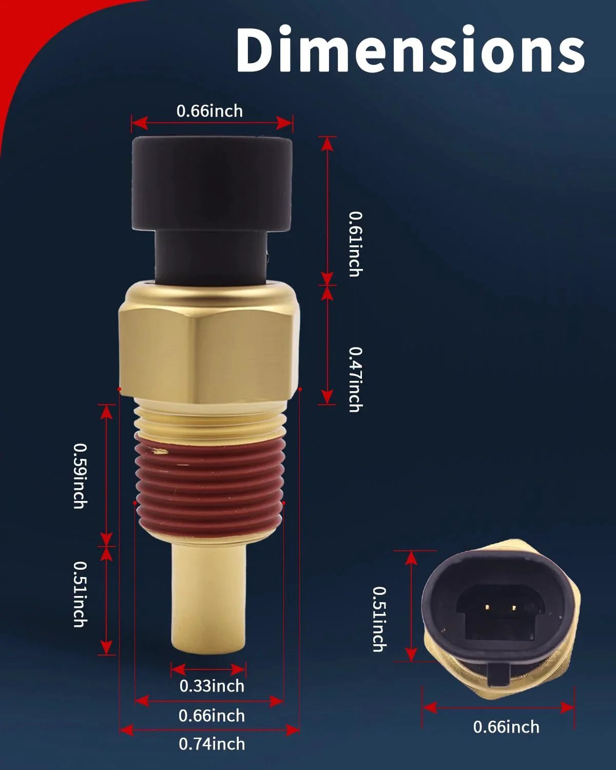 Dimensions of Engine Coolant Temperature Sensor ECT Water Temperature Sensor For Chevy Silverado GMC Sierra C K 1500 2500 3500