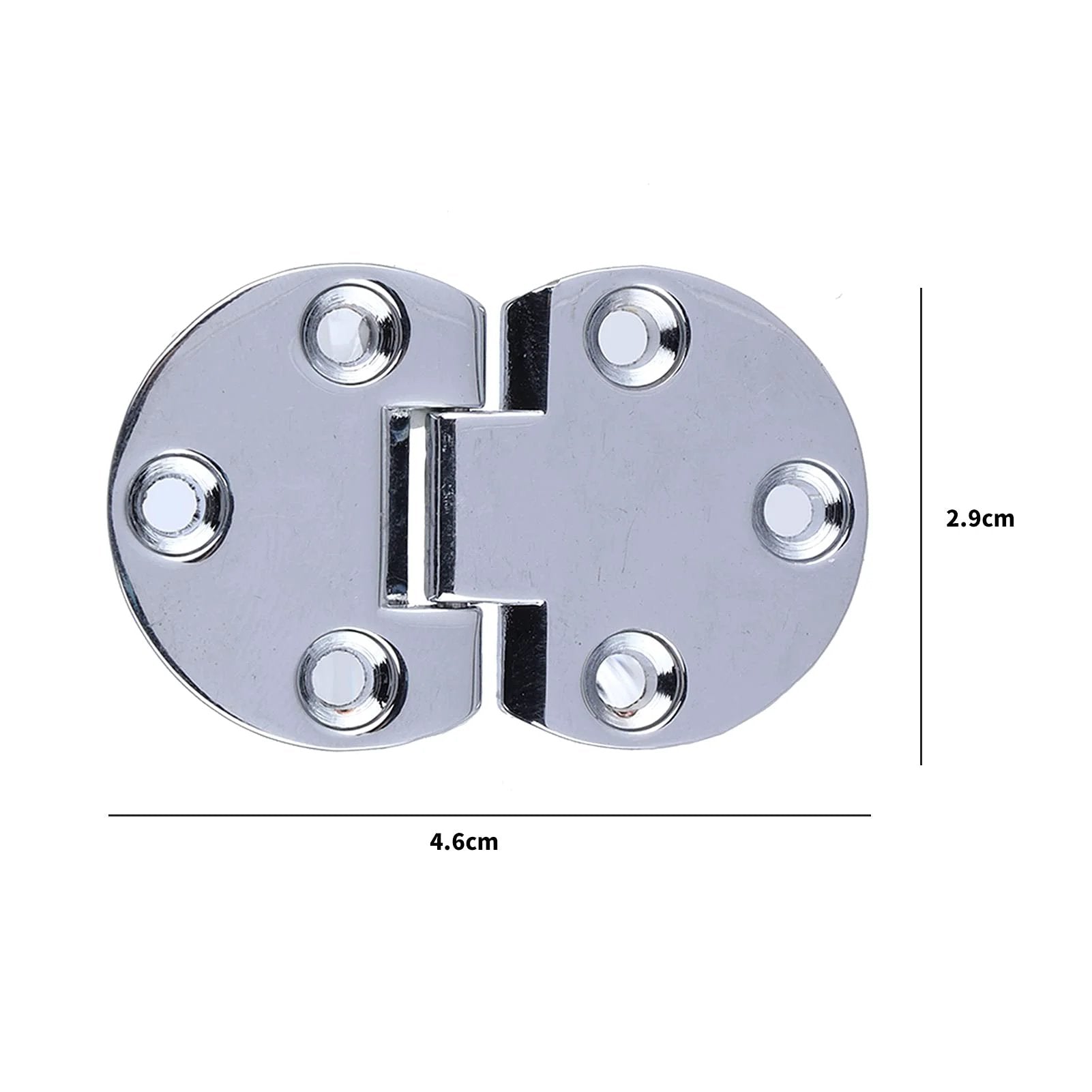 6 Pcs Zinc Alloy Flip Door Hinges 90 Degree Folding Butt Hinges for Table Desk Wardrobe, showing size 46x29mm
