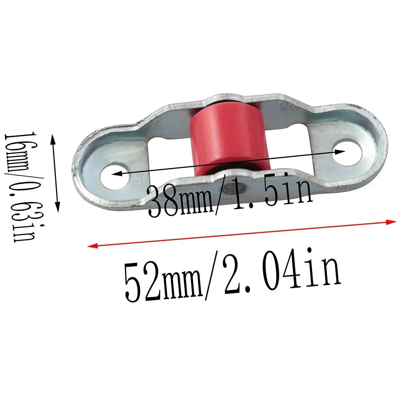 Sliding Door And Window Pulleys 16x52mm Durable PP Silent Bearing Flat Wheel with dimensions and metal housing