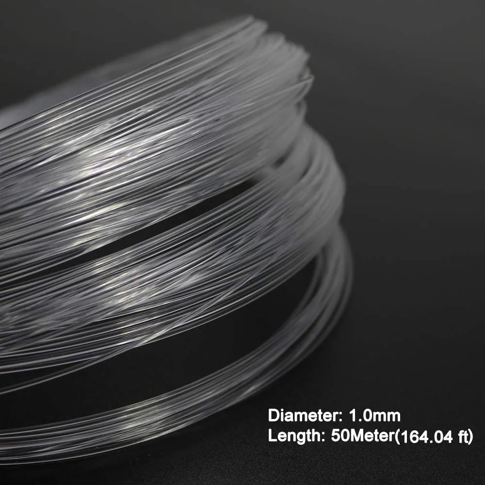 End Glow PMMA Fiber Optic Cable 1mm Diameter 50m Roll For Starry Sky Ceiling LED Lighting Dope Flexible Transparent Fiber