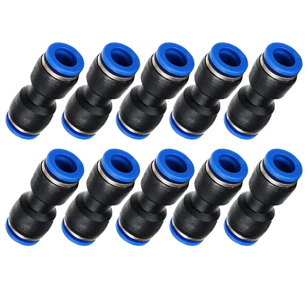Push To Connect Straight Union Tube Fitting 4mm OD X 4mm OD Pneumatic Connector For Air Lines Quick Connect, set of 10