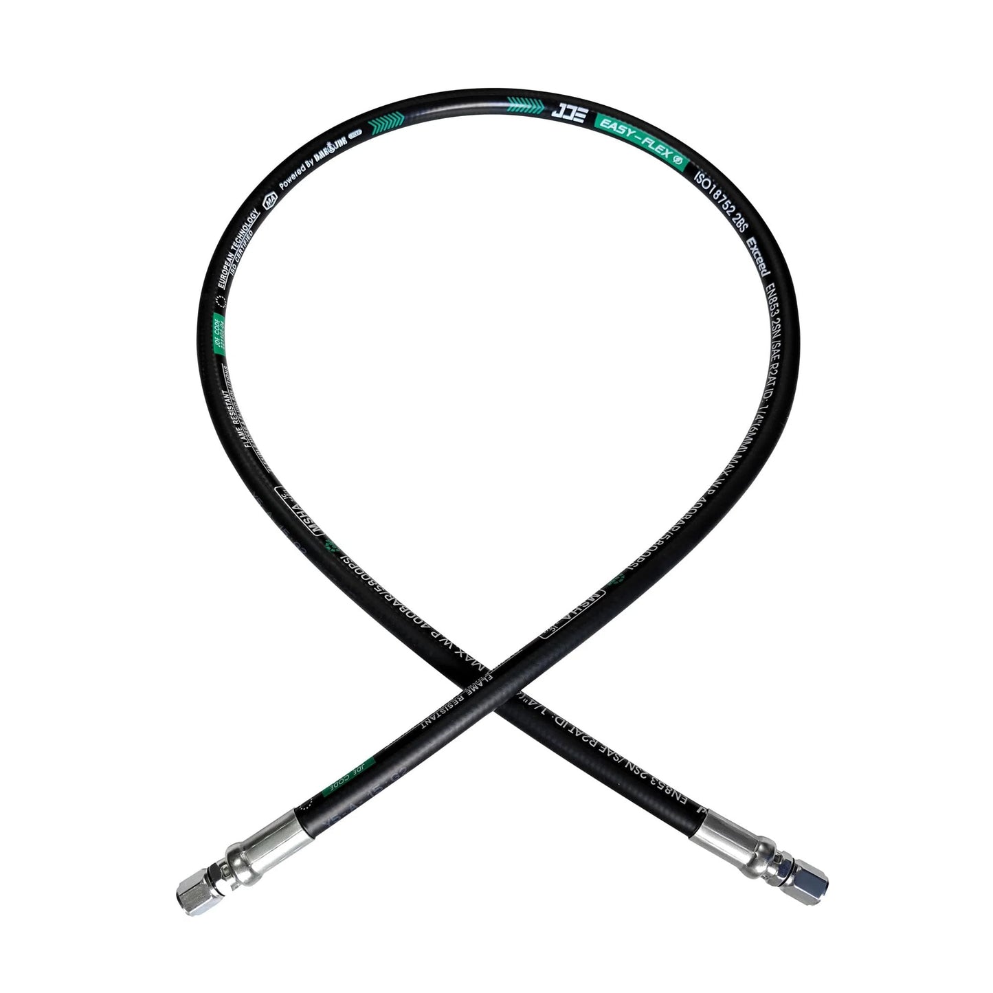 Built Tough Heavy Duty Hydraulic Hose Swivel Assembly For Three Quarter Inch Hose With Female JIC X Female JIC, 24 Inch Long, 3118 PSI, Oil And Weather Resistant Black Hose By Heroson