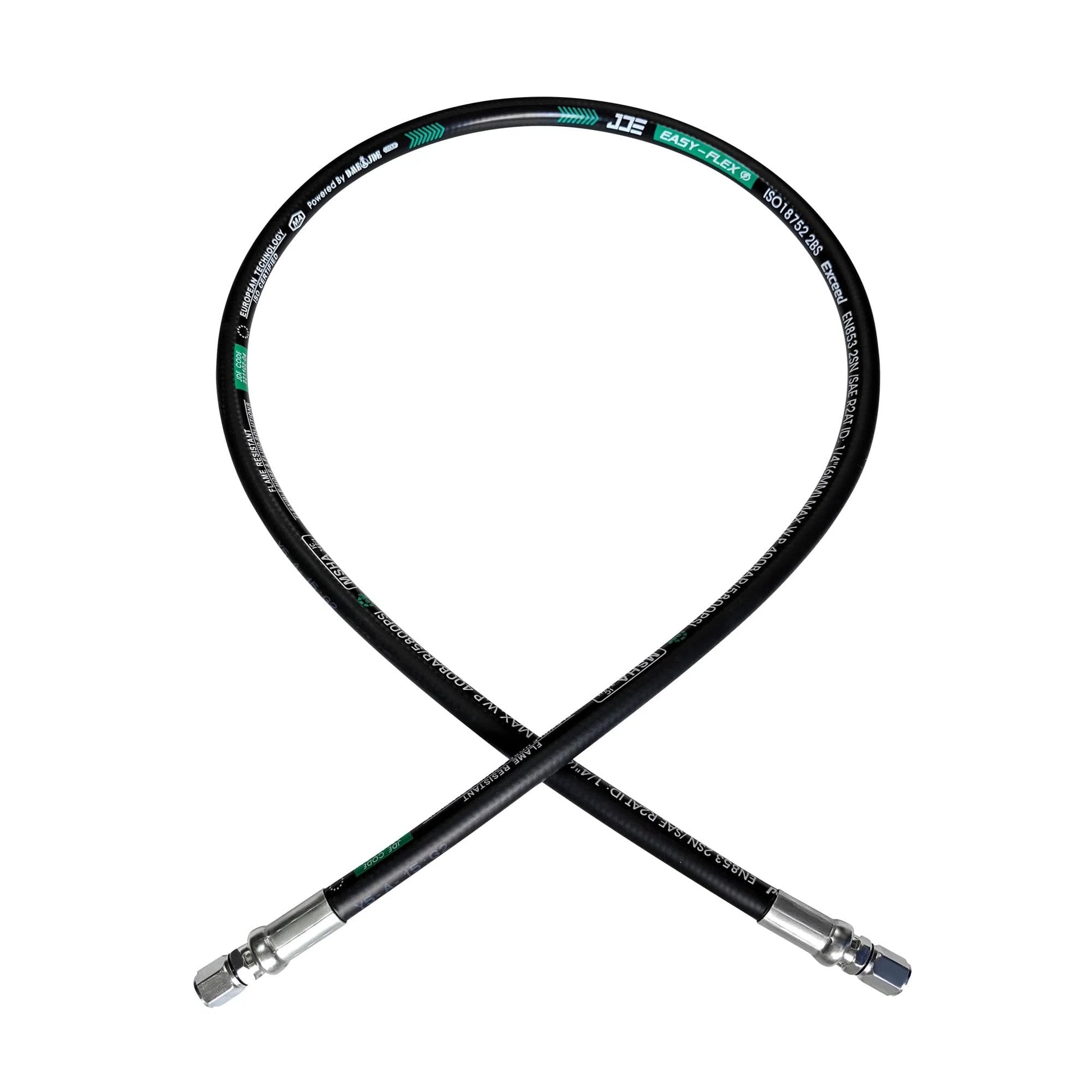 Built Tough Heavy Duty Hydraulic Hose Swivel Assembly For Three Quarter Inch Hose With Female JIC X Female JIC, 24 Inch Long, 3118 PSI, Oil And Weather Resistant Black Hose By Heroson