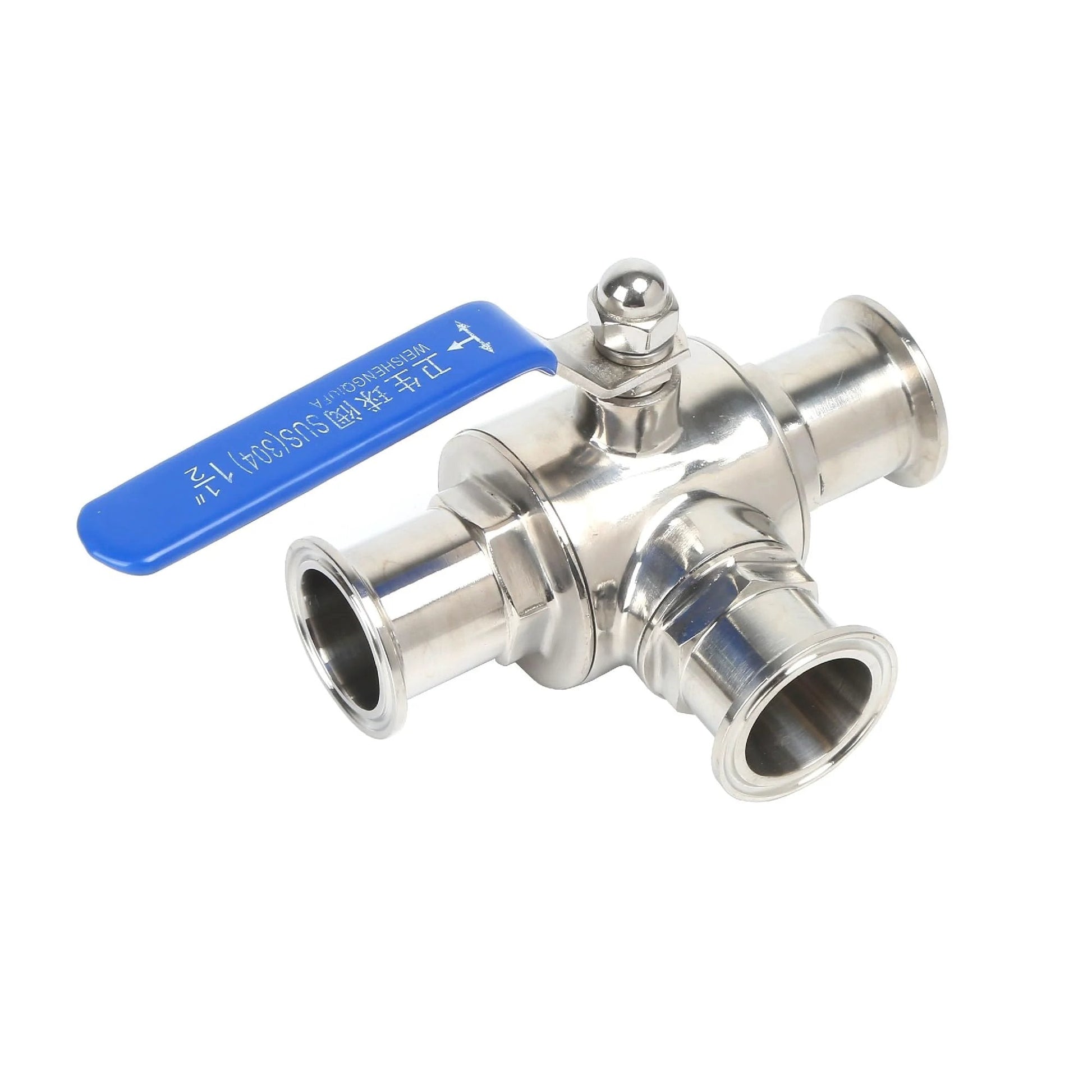 One And A Half Inch Tri Clamp Sanitary Ball Valve With T Port Three Way 304 Stainless Steel PTFE Lined Food Grade For Dairy Beer Brewing Water Pharmaceutical And Biological Applications Pro Grade QiiMii