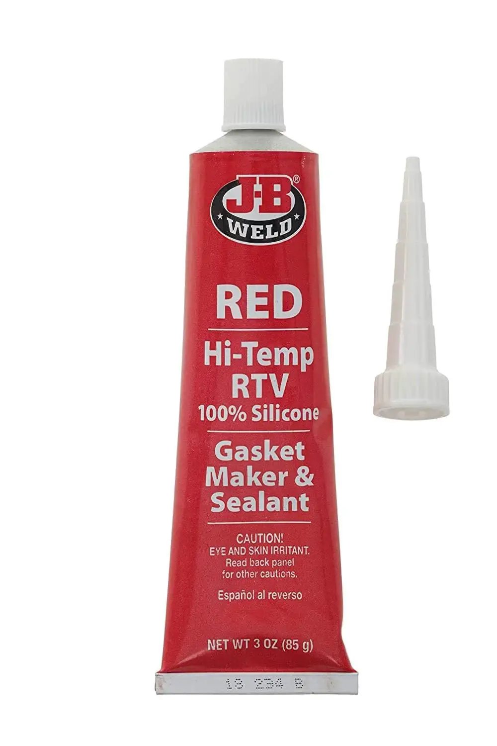 High Temp Red RTV Silicone Gasket Maker And Sealant For Cars, Trucks And Machines, 3 oz tube, J-B Weld 31314 with nozzle attachment