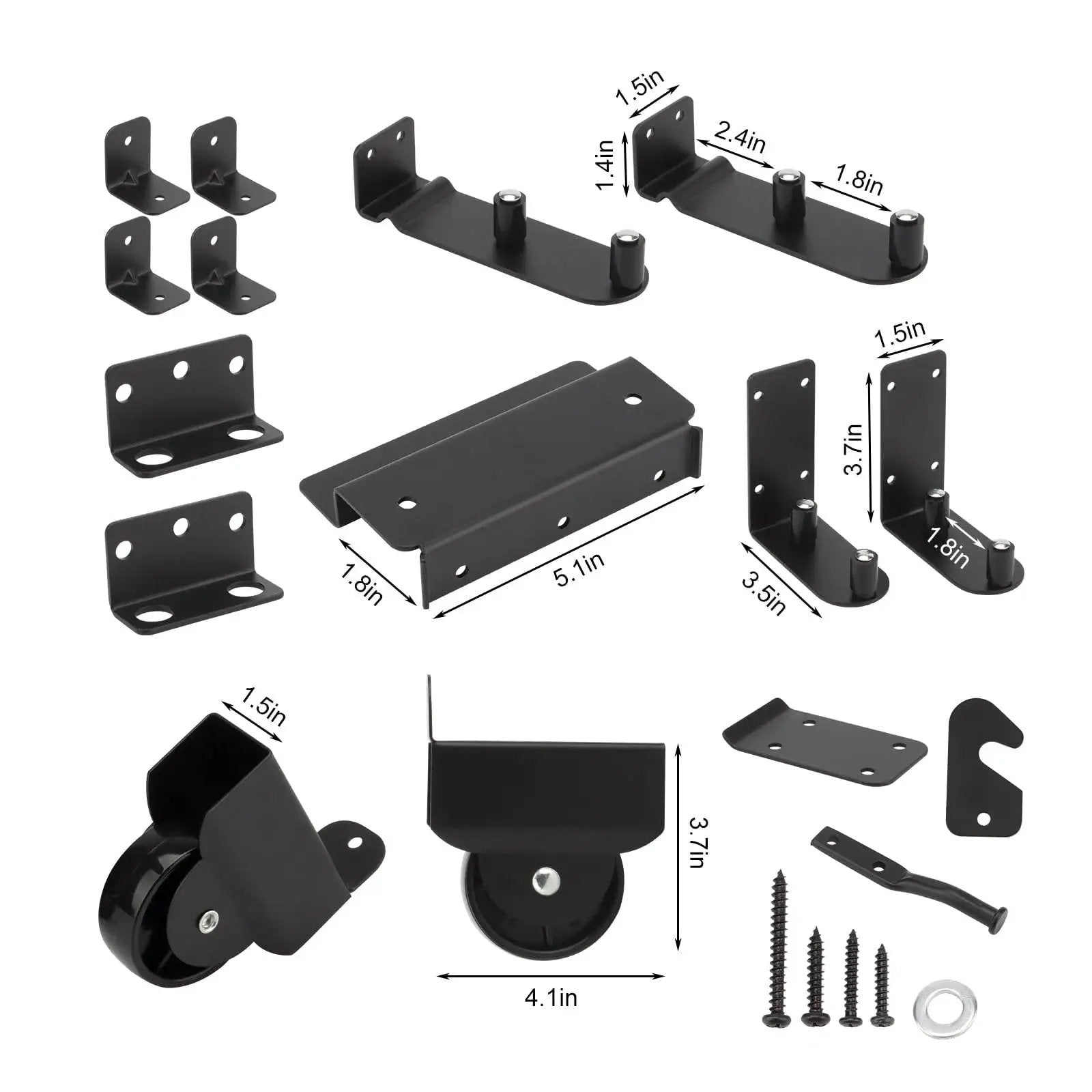 Heavy Duty Sliding Gate Hardware Kit With Adjustable Corner Braces And Gate Frame Brackets Rail Kit For Wooden Fences And Porches DIY Mounting