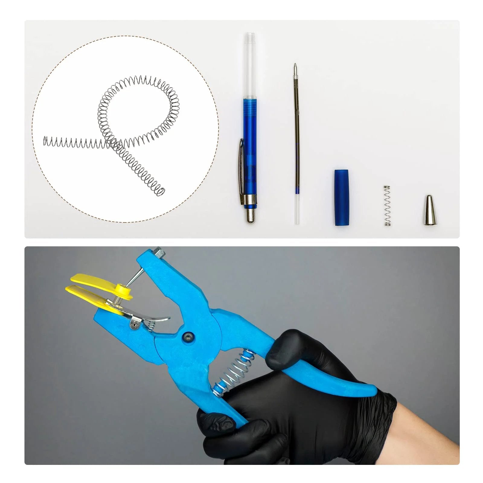 Heavy Duty Extension Spring Set For Home And DIY Repairs With 8mm Outer Diameter And 305mm Free Length in action with tools