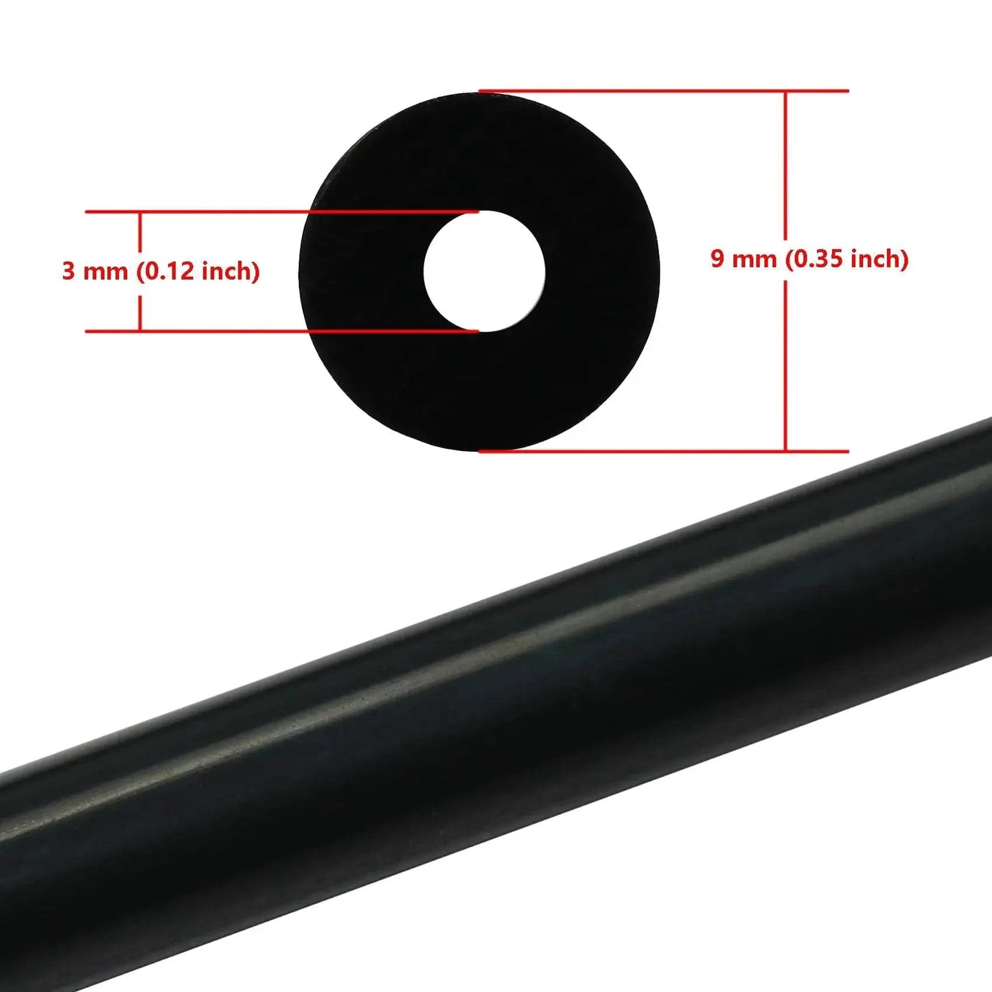 End view of Premium High Temperature Silicone Vacuum Tubing Hose For Air And Water, 5 Ft Long, 1/8 Inch ID, 3 Mm Wall, Black.