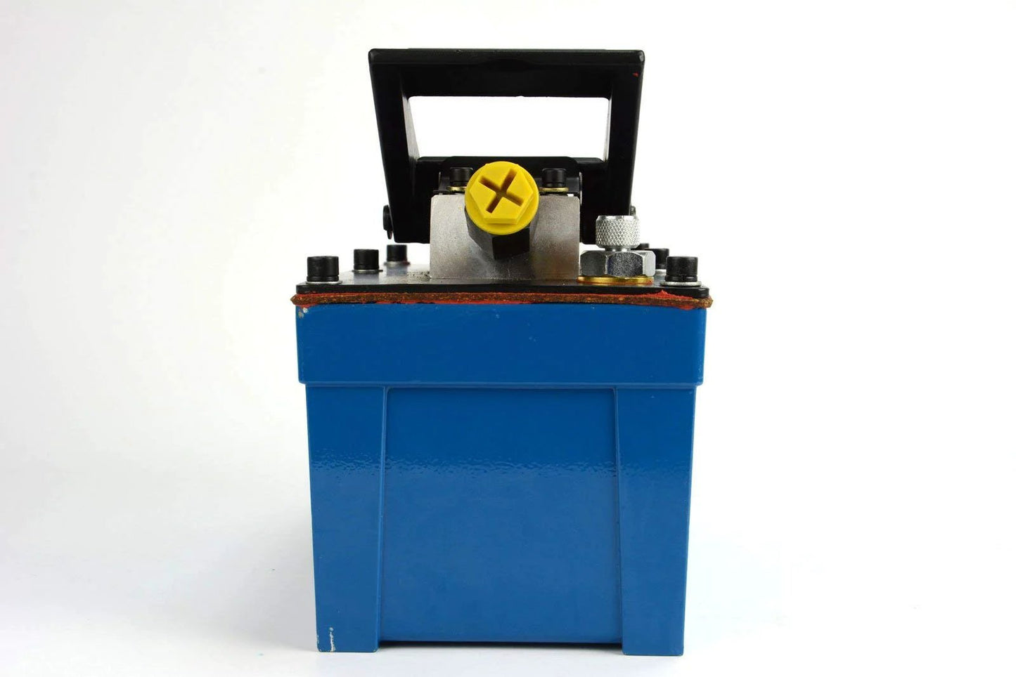 Front view of High Pressure Air Hydraulic Pump Power Pack Unit With 10K Psi And 103 Cu In Capacity, Compact Portable Design, Rebuildable All Metal Build, TUFFCOAT Finish, Three Eighth NPT Quick Hydraulic Coupler With Dust Cap, 5 Year Warranty TEMCo HP0000.