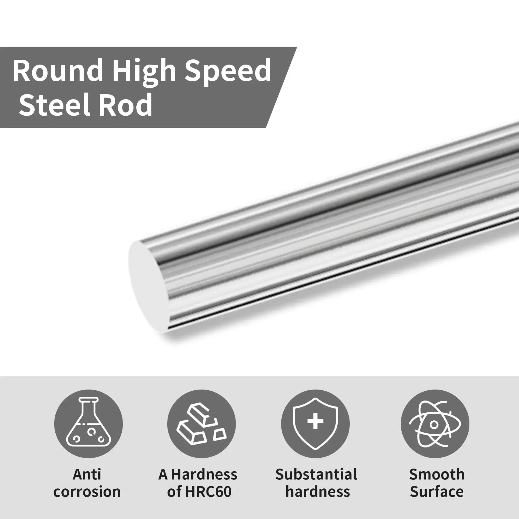 Round High Speed Steel Lathe Bar Stock 6mm by 200mm 60 HRC Precision Machining Rod