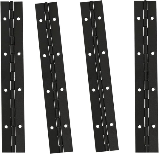 4 Pack 8 Inch Piano Hinges in Black Stainless Steel 304 Continuous Folding Hinges for Doors Cabinets and Windows Corrosion Resistant
