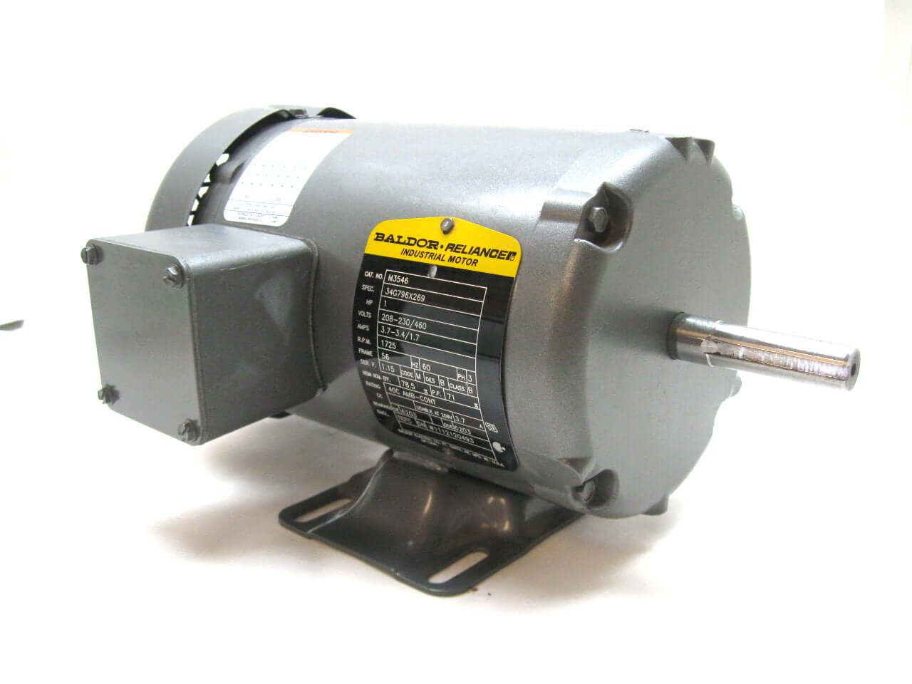1 HP 3-Phase Electric Motor 1725 RPM TEFC 56 Frame 60 Hz Industrial AC Unit N-F1 Rotation 3426M sealed ball bearing ceramic-capable foot-mounted variable-speed single unit