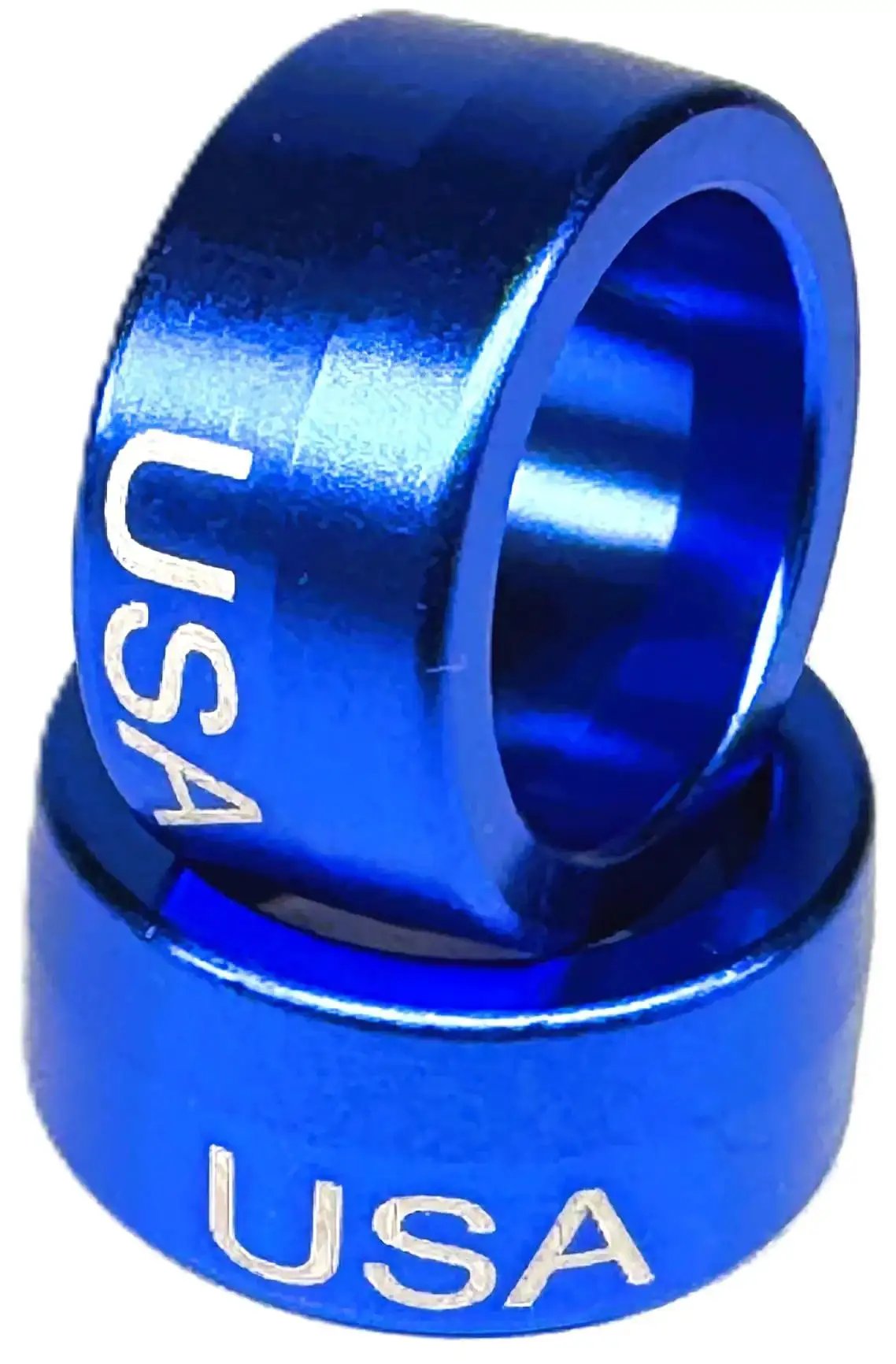 Blue Anodized Billet Aluminum Steering Column Sleeve and Bushings for Ram 03-19, showing USA-made marking