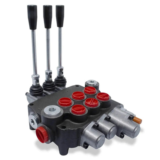 Monoblock 3 Spool Hydraulic Directional Control Valve With Single Float, 21 GPM Flow Rating, Rear Position Detent Float Lock