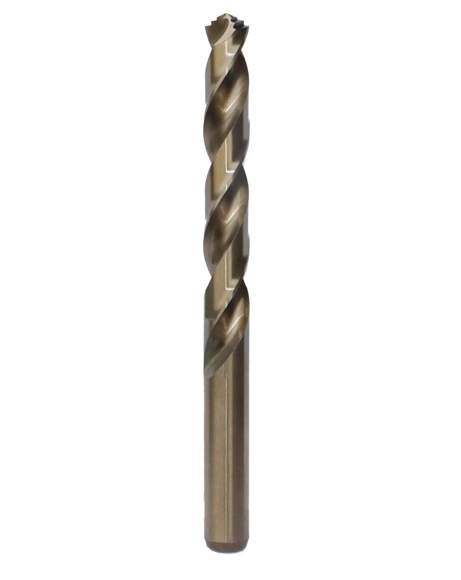 Close-up of single drill bit from M42 8% Cobalt Twist Drill Bits Set, 19 Pcs, 1mm To 10mm, For Stainless Steel And Hard Metals, 68 To 70 HRC Hardness.