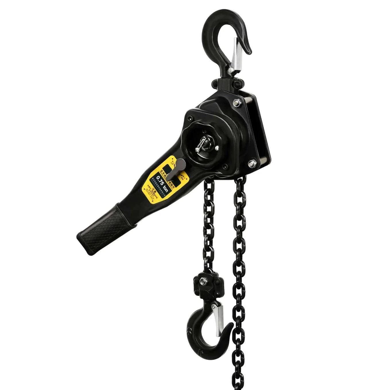 Manual Lever Hoist Come Along Three Quarters Ton Capacity 1650 Lbs, Ten Ft Lift, Heavy Duty Hooks, Commercial Grade Steel