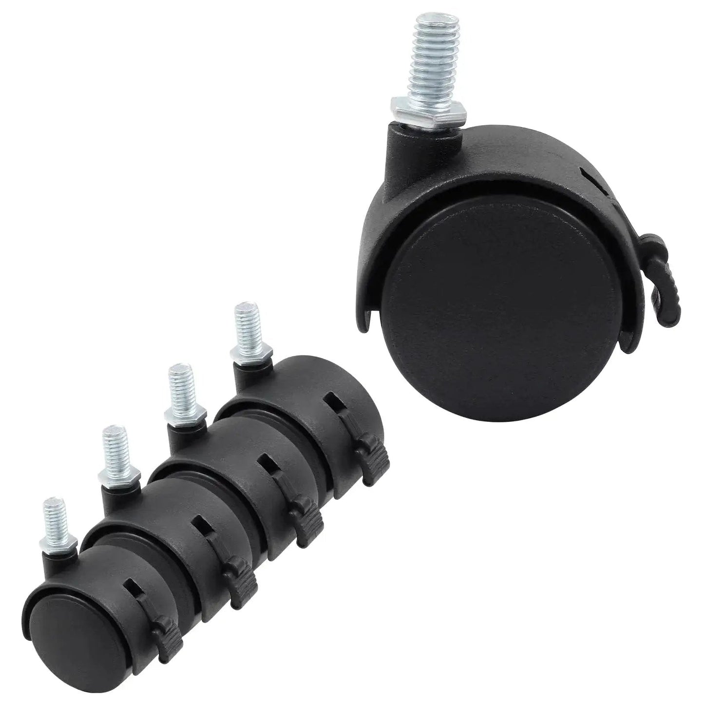 5 Pack 1.5 Inch Nylon Caster Wheels With M8 Threaded Stem And Brakes For Carts And Coffee Tables Replacement Furniture Casters Dual Wheel Swivel Design 33 Lbs Capacity Each Durable Lightweight Nylon