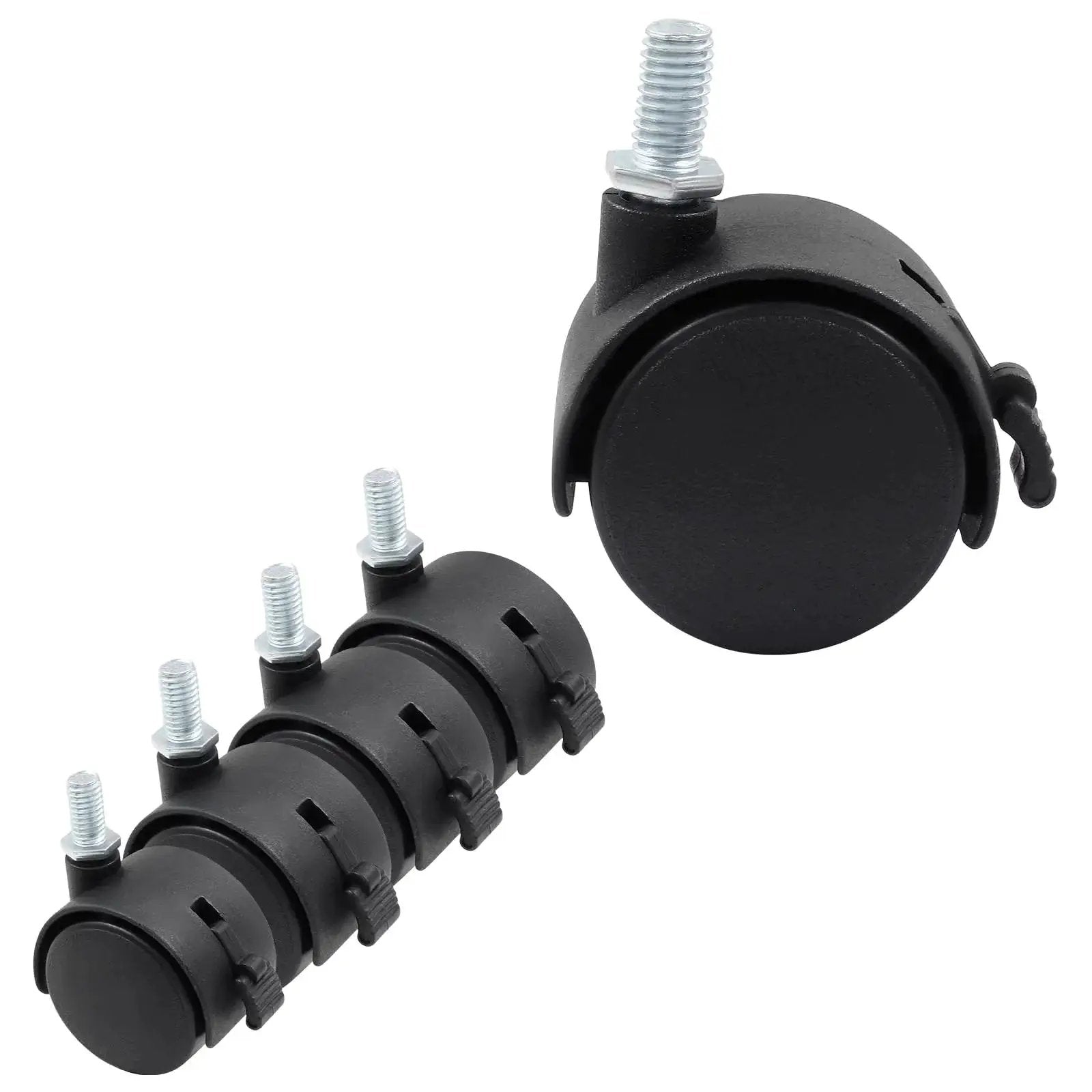 5 Pack 1.5 Inch Nylon Caster Wheels With M8 Threaded Stem And Brakes For Carts And Coffee Tables Replacement Furniture Casters Dual Wheel Swivel Design 33 Lbs Capacity Each Durable Lightweight Nylon