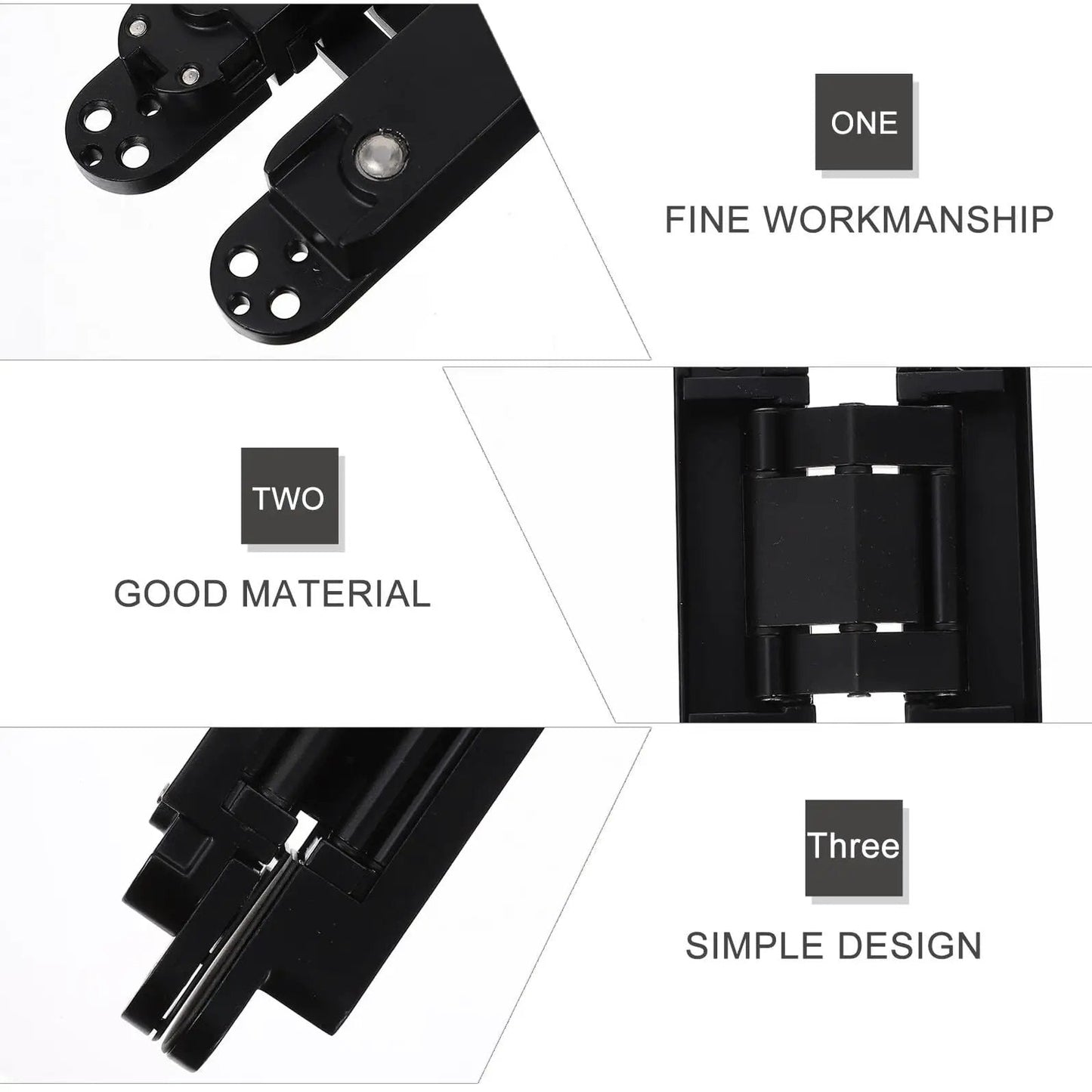Heavy Duty Metal Invisible Door Hinge 180 Degree Concealed Cross Swing For Wooden Doors Load Bearing Up To 40kg Black Titanium Finish