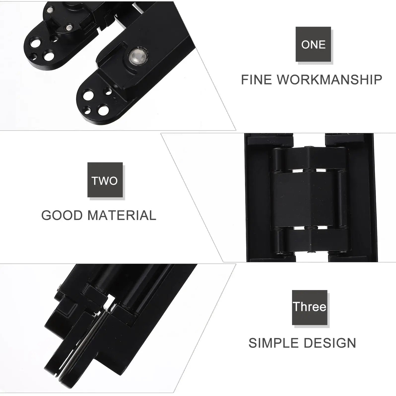 Heavy Duty Metal Invisible Door Hinge 180 Degree Concealed Cross Swing For Wooden Doors Load Bearing Up To 40kg Black Titanium Finish