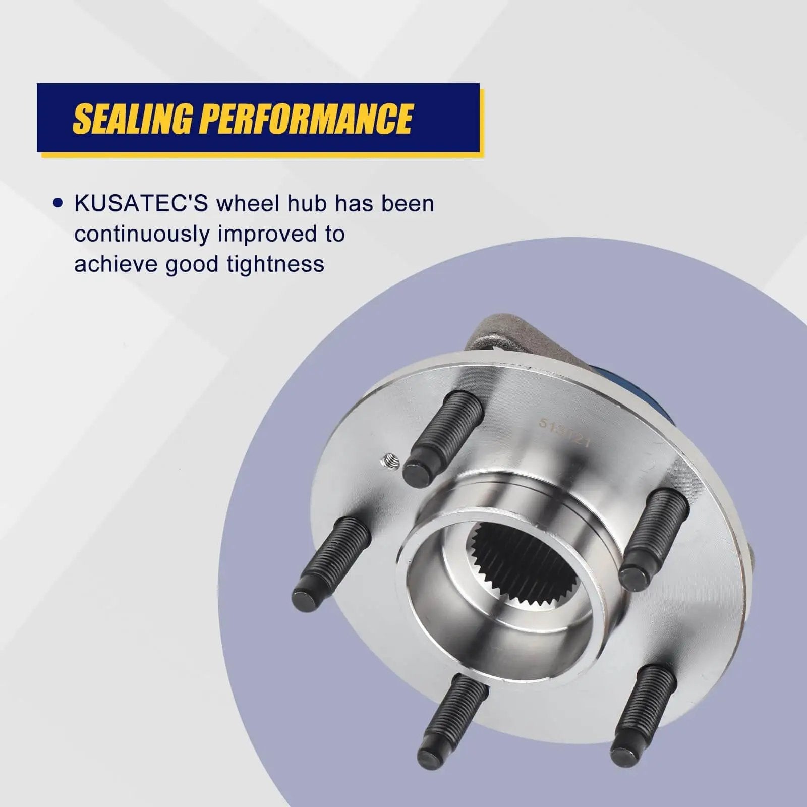 Front/Rear Sealed Wheel Hub and Bearing Assembly 513121, 2pc Set, 5-lug, highlighting sealing performance