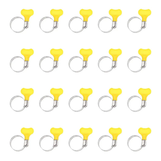 Adjustable 19-29mm Hose Clamps Set With Key Type Worm Gear, 20Pcs Stainless Steel 304 Clamps With Plastic Handle, top view displayed