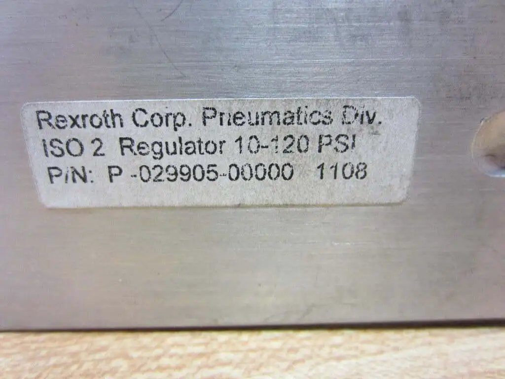 Label on Single Ceramic ISO-2 Pressure Regulator Valve 10-120 PSI P-029905-00000 for industrial pneumatic systems
