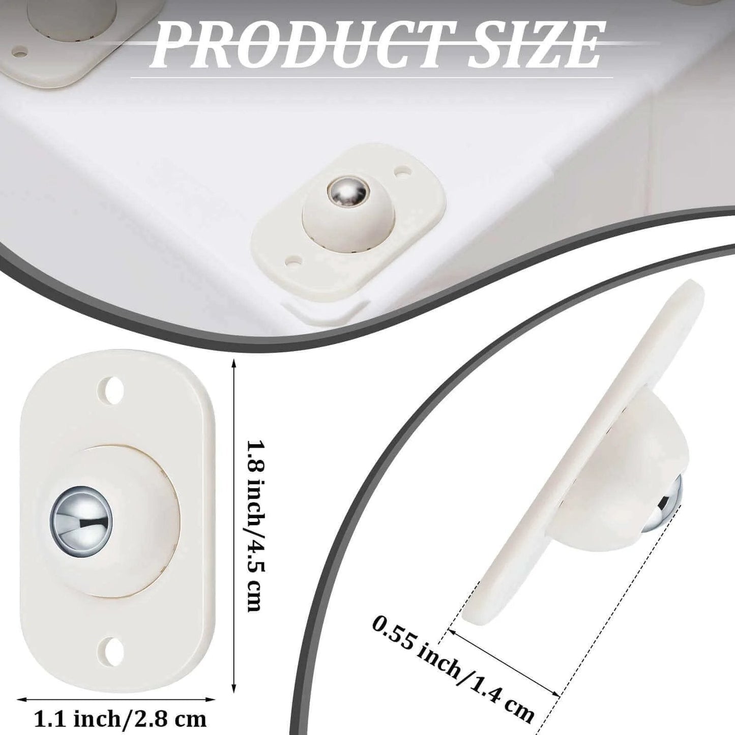 Product dimensions of swivel wheel components for 8-Pack Utility Cart Hardwood Frame Swivel Wheels Built for Moving Boxes, Appliances, and Heavy Cargo.