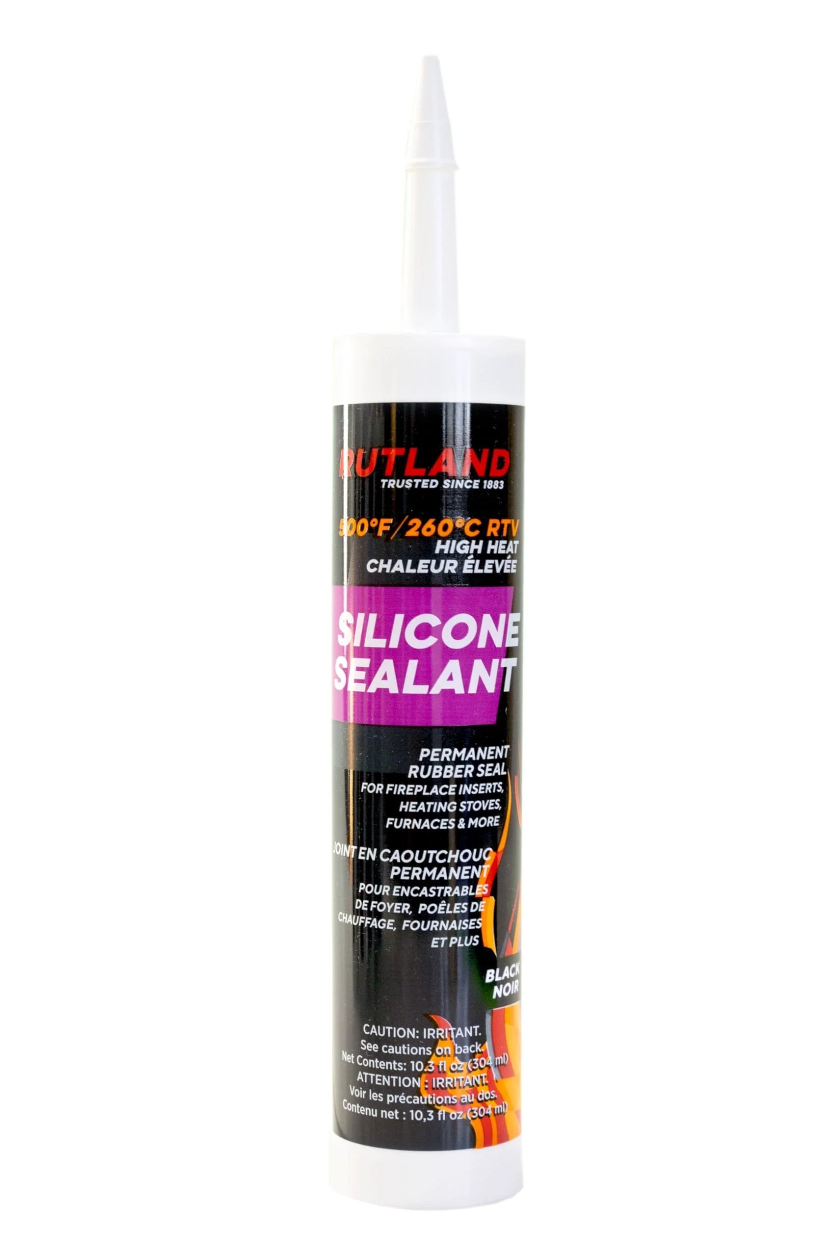 High Temperature Black Silicone Sealant For 500F RTV Gasket Maker Adhesive That Sticks To Glass Metal Plastic Wood Brick And Stone UV Stable Oil Resistant Non Corrosive USA Made Rutland Compatible package