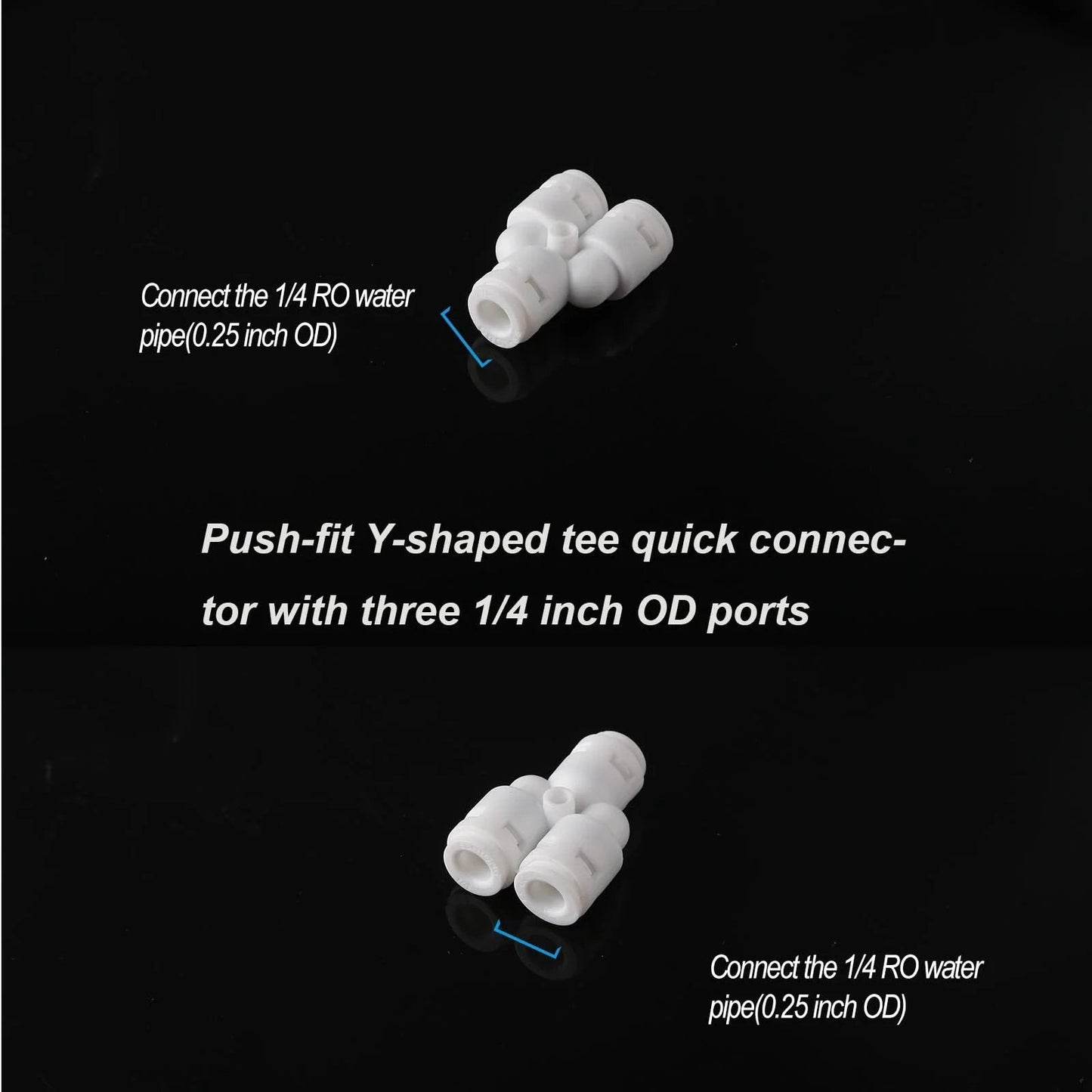 Ten Pack Quarter Inch Tee And Y Push Fit Fittings For RO Water Systems And Refrigerators, High Pressure POM Quick Connects