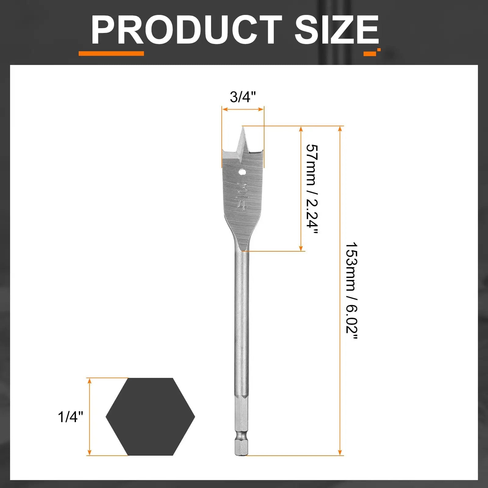 Three Piece Spade Drill Bit Set Three Quarter Inch Paddle Flat Bits For Woodworking With Quick Change One Quarter Inch Hex Shank