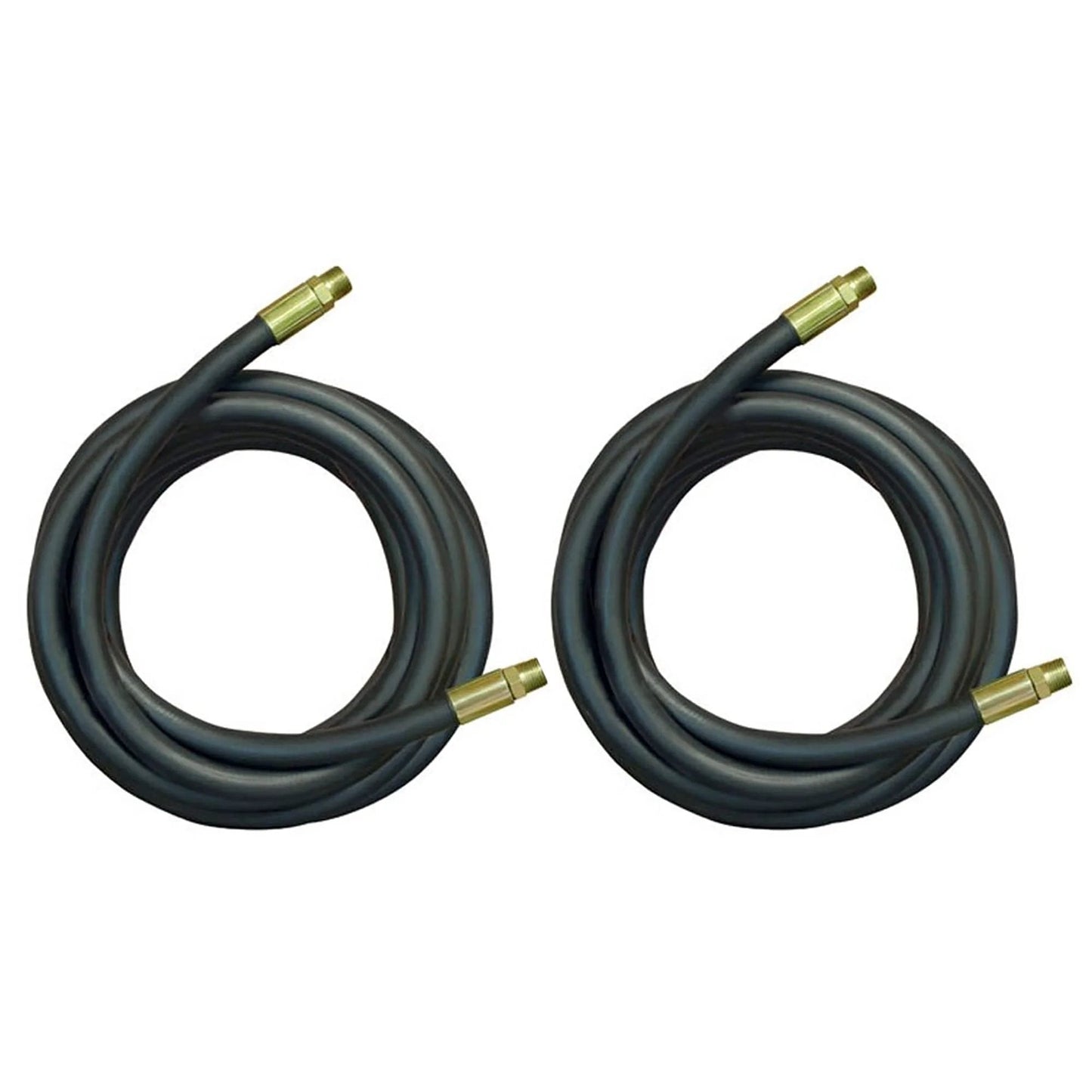 Half Inch Hydraulic Hose 120 Inch Length With Male To Male Fittings Black Lightweight Coil Design Oil Resistant Synthetic Rubber With Dual Steel Braids 2 Pack