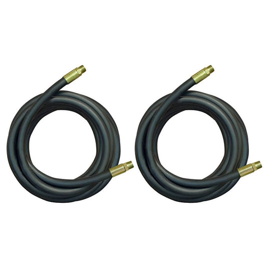 Half Inch Hydraulic Hose 120 Inch Length With Male To Male Fittings Black Lightweight Coil Design Oil Resistant Synthetic Rubber With Dual Steel Braids 2 Pack