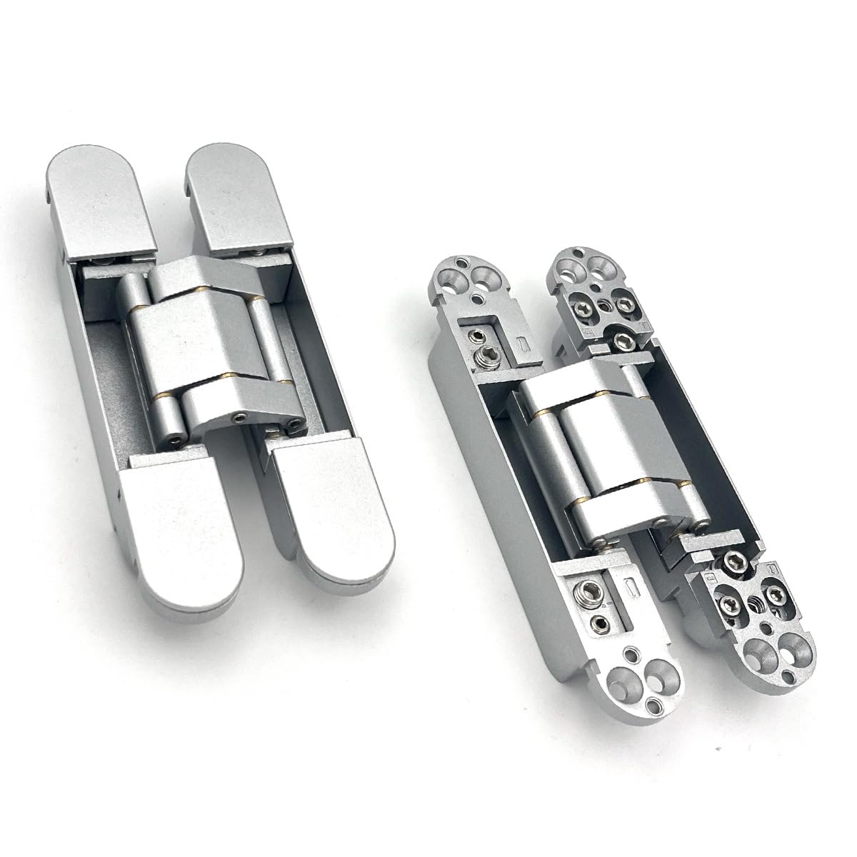 2 Pack Hidden Door Hinges For 6 Inch Doors With 3 Way Adjustable Concealed Hinges Zinc Alloy For Slick Invisible Doors And Feature Walls 180 Degree Swing Silver