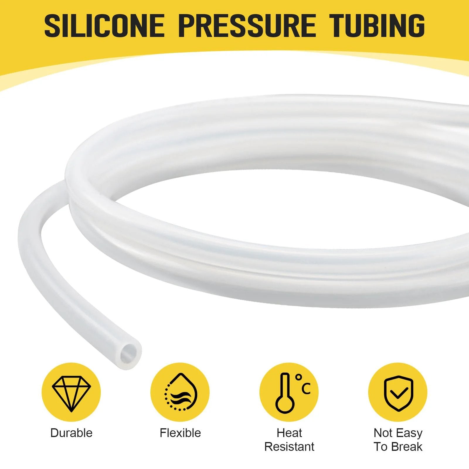 Silicone Pressure Tubing 3/16 Inch ID 5/16 Inch OD 6 Foot High Temp Silicone Hose for combustion analyzers, coiled view