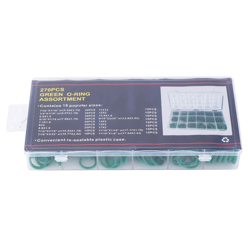 High Temperature Nitrile O Ring Seal Kit 270 Piece Set with Durable Storage Box for Home Hydraulic Industrial and Pneumatic Systems Includes Multiple Sizes and Double Seal to Prevent Water Leaks