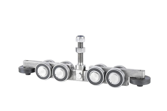 Sliding Gate Trolley Truck Assembly with Four Bearings and Eight Steel Wheels for Heavy Doors High Duty Load Bearing Smooth Quiet Operation