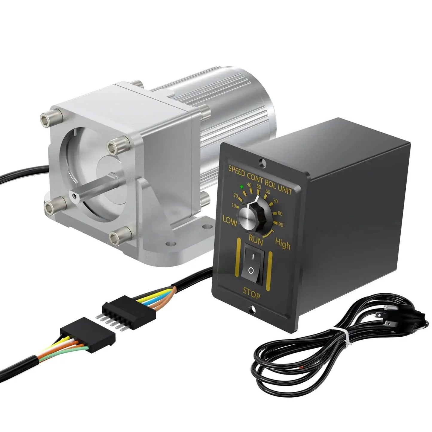 6W 110V Reversible AC Motor with 450 RPM Gear Reducer and 3 to 1 Gear Reduction, includes variable speed controller, 8mm shaft