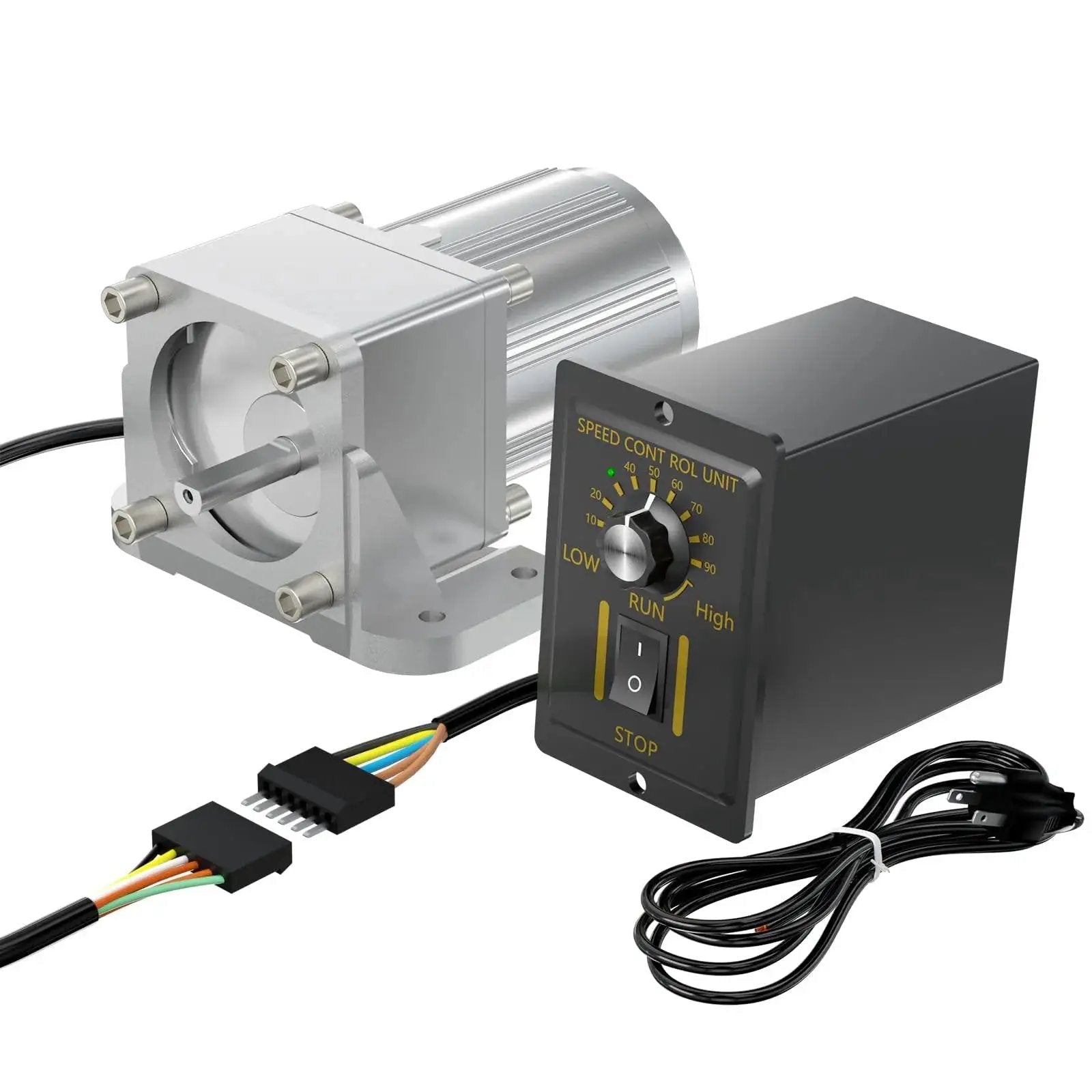 6W 110V Reversible AC Motor with 450 RPM Gear Reducer and 3 to 1 Gear Reduction, includes variable speed controller, 8mm shaft