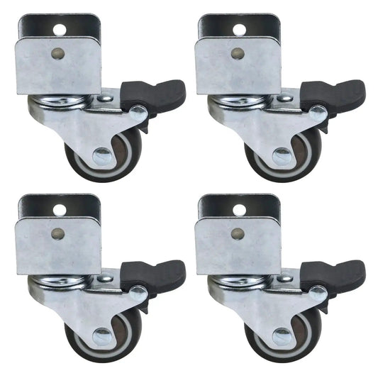 Swivel Caster Wheels With Brakes For Furniture, U-Shape Bracket, 360 Degree Plate, Heavy Duty Moving Wheels, Pack Of 4